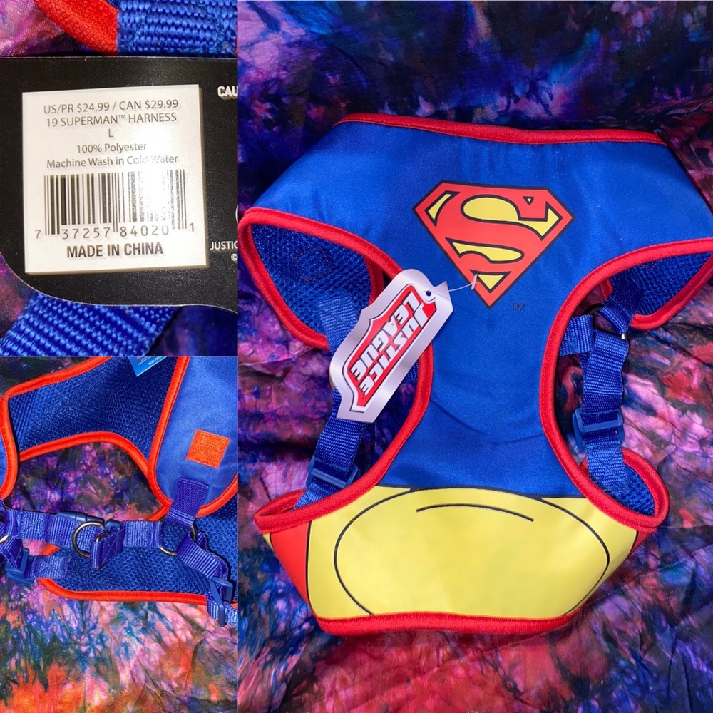 Superman dog harness size large